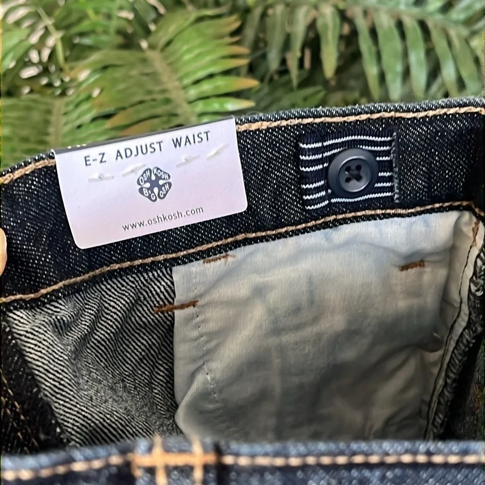 Brand New OshKosh B'Gosh Straight Jeans Dark Wash Denim Adjustable Waistband